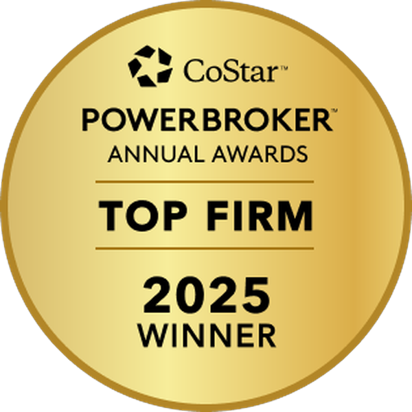 CoStar 2025 Annual Top Firm badge — team recognition earned by Dino Monteverde, William Betancourt, Mohamed Razim Meeran and Donna Yangyang
